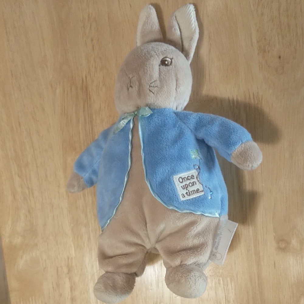 Beatrix Potter Plush Bunny with Blue Jacket - "Once Upon a Time" Patch